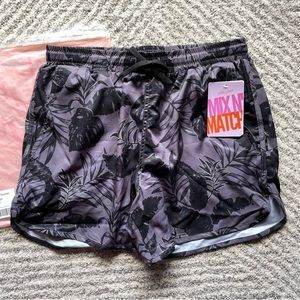 KJ Kortni Jeane Tropical Night Men's Retro Shorties Swim Trunks in Medium